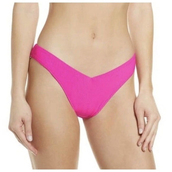 Frankies Bikinis Enzo Ribbed Cheeky Bikini Bottom Cherub Barbie Pink Medium New - Picture 3 of 13
